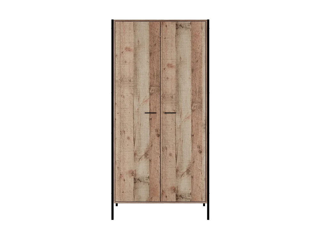 Lucan Distressed Oak Effect 2 Door Wardrobe Industrial Modern Bedroom Storage