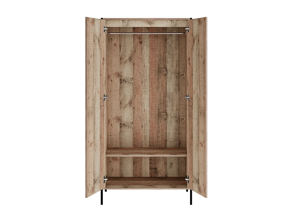 Lucan Distressed Oak Effect 2 Door Wardrobe Industrial Modern Bedroom Storage