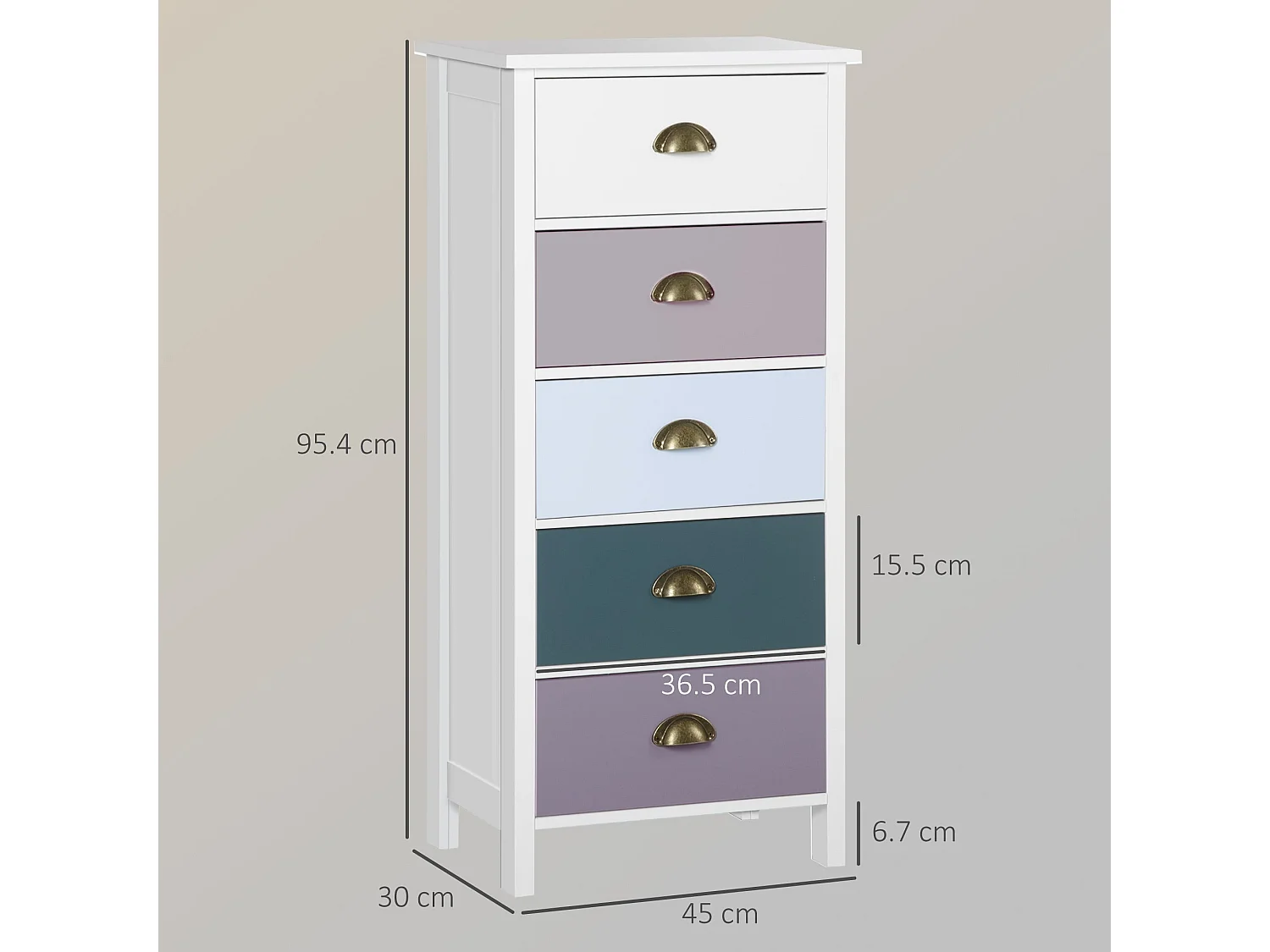 Sanido Slim 5 Drawer Storage Chest Multicolour Blue Finish