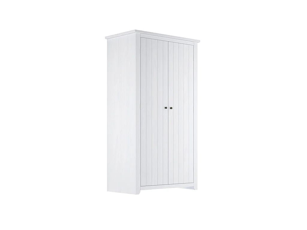 Tralee Panelled White Washed Pine 2 Door Wardrobe