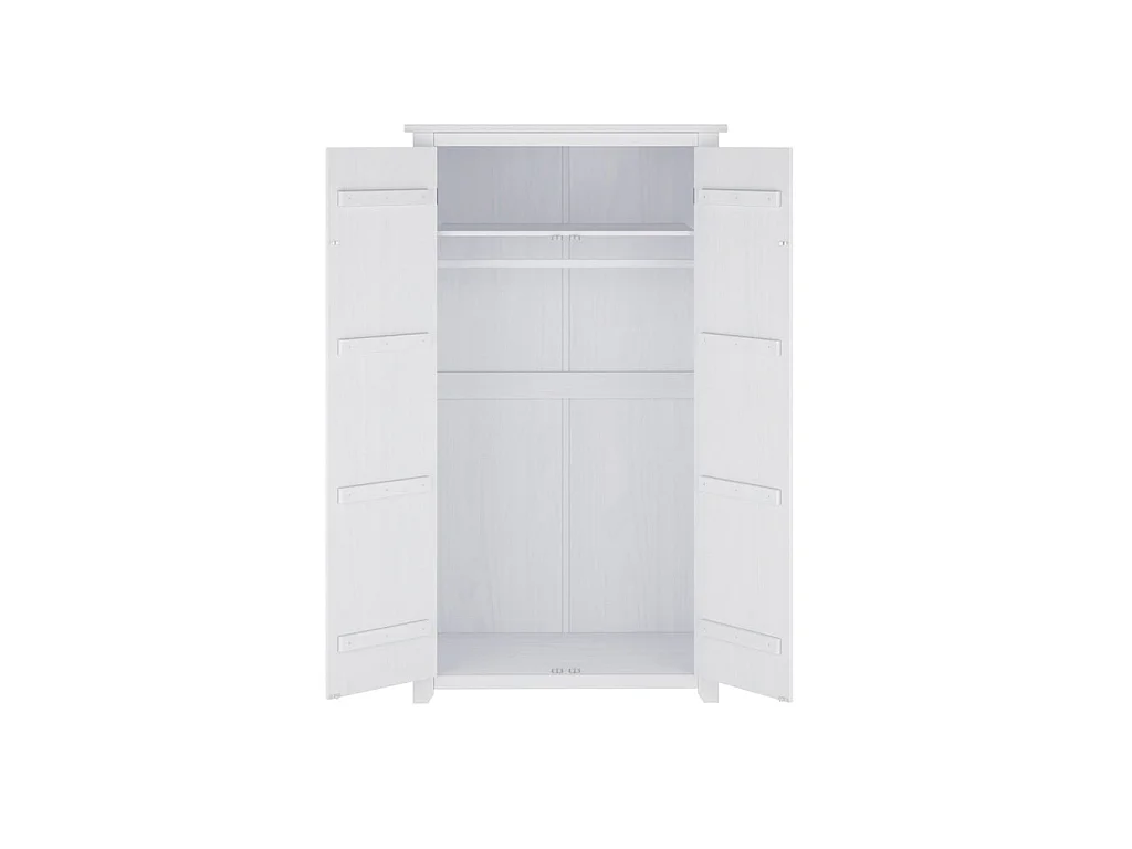 Tralee Panelled White Washed Pine 2 Door Wardrobe
