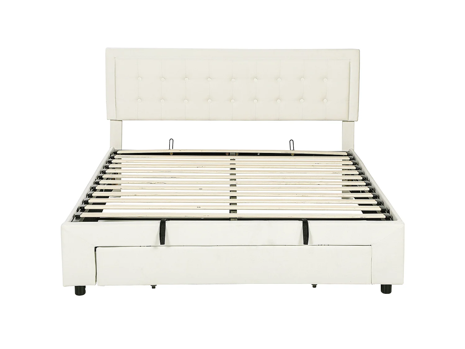 Zina 5FT King Size Ottoman Bed Frame with Front Divan Drawer Storage Cream