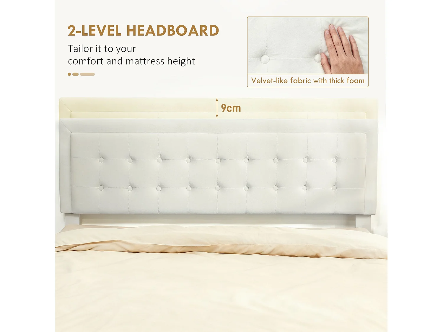 Zina 5FT King Size Ottoman Bed Frame with Front Divan Drawer Storage Cream