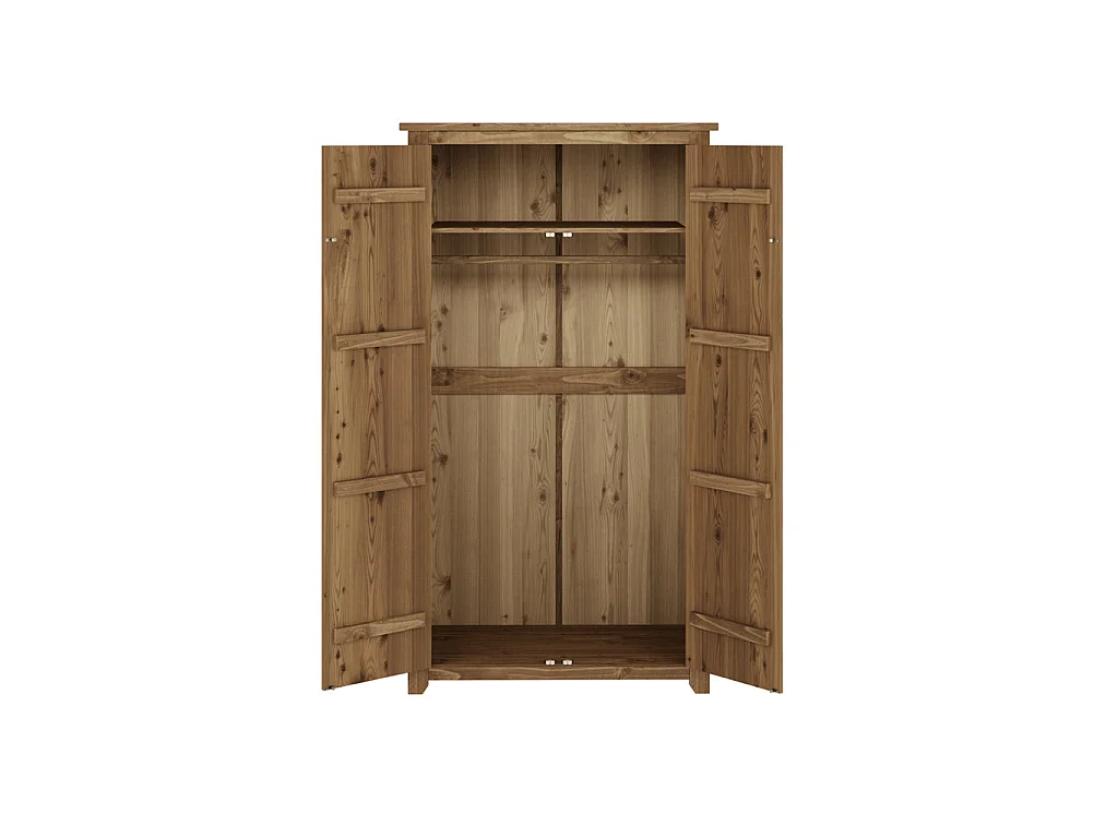 Tralee Brown Pine Double Door Wardrobe 103cm x 186cm x 57cm