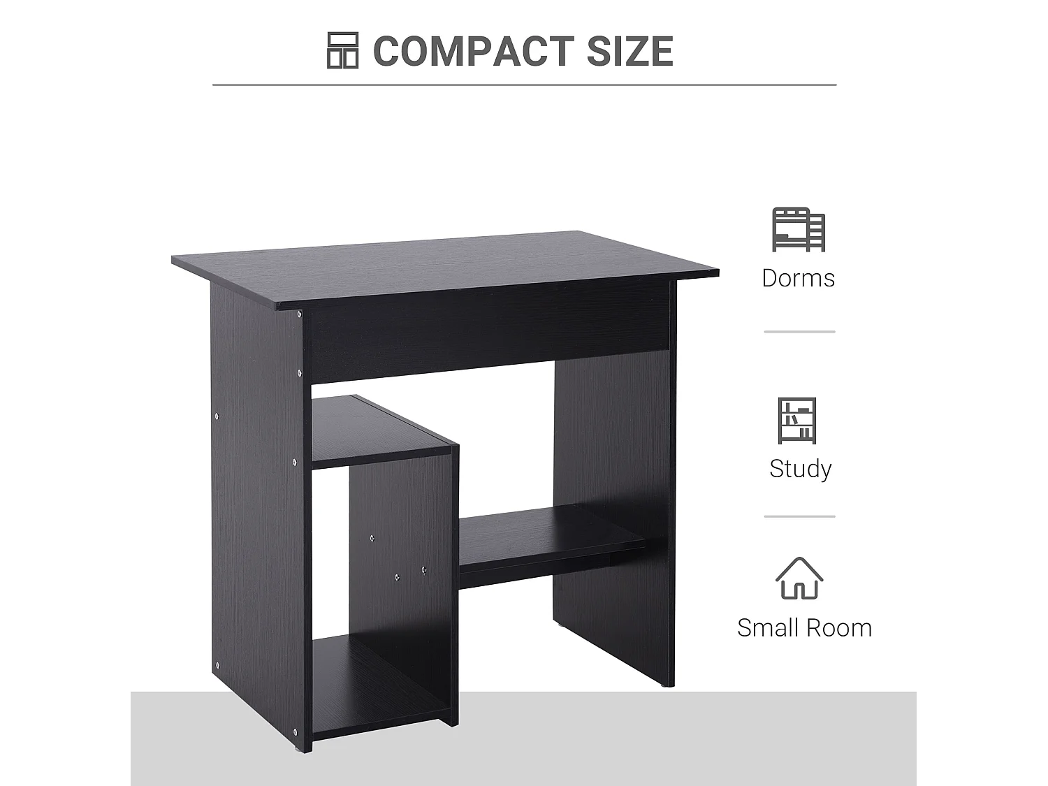 Moke 120cm White Desk with Built in Shelving Laminated Particleboard Compact Workstation