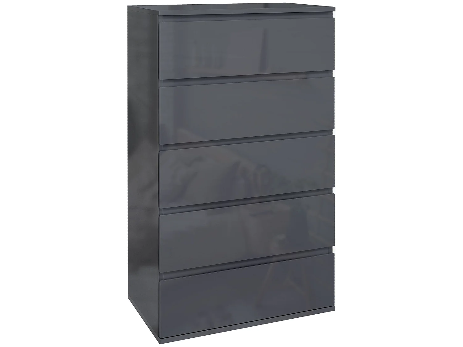 Kevano High Gloss Grey 5 Drawer Modern Storage Chest