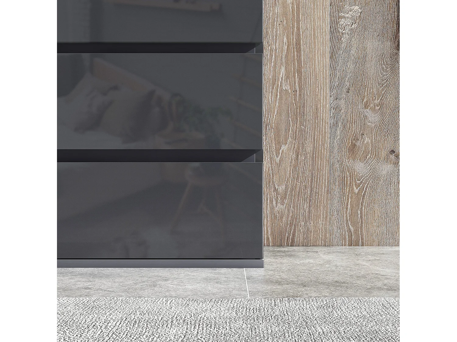 Kevano High Gloss Grey 5 Drawer Modern Storage Chest