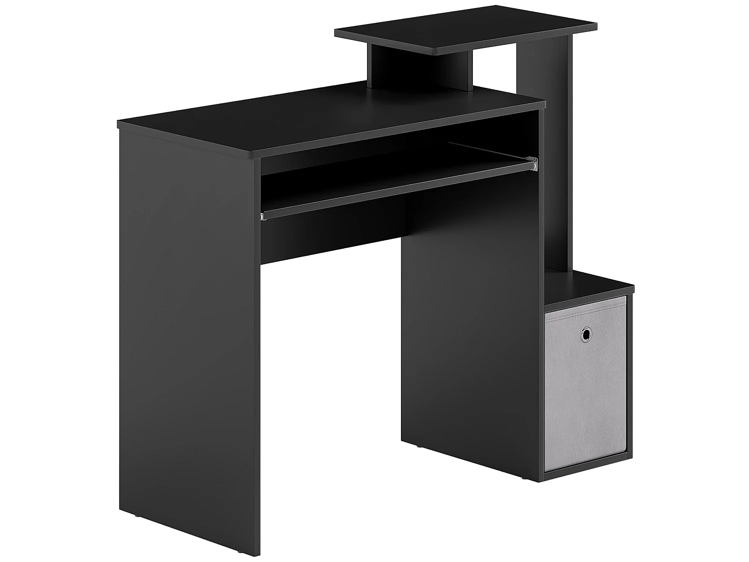 Noelni 100cm Black Home Office Desk Sliding Keyboard Tray Drawer and Shelves