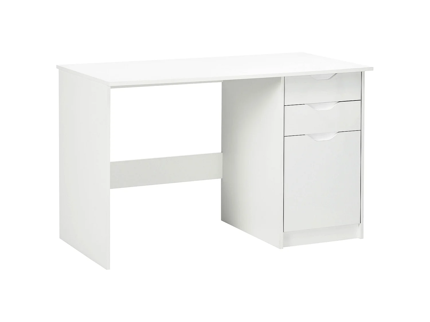 Niba 120cm High Gloss White Desk with Drawers and Cabinet