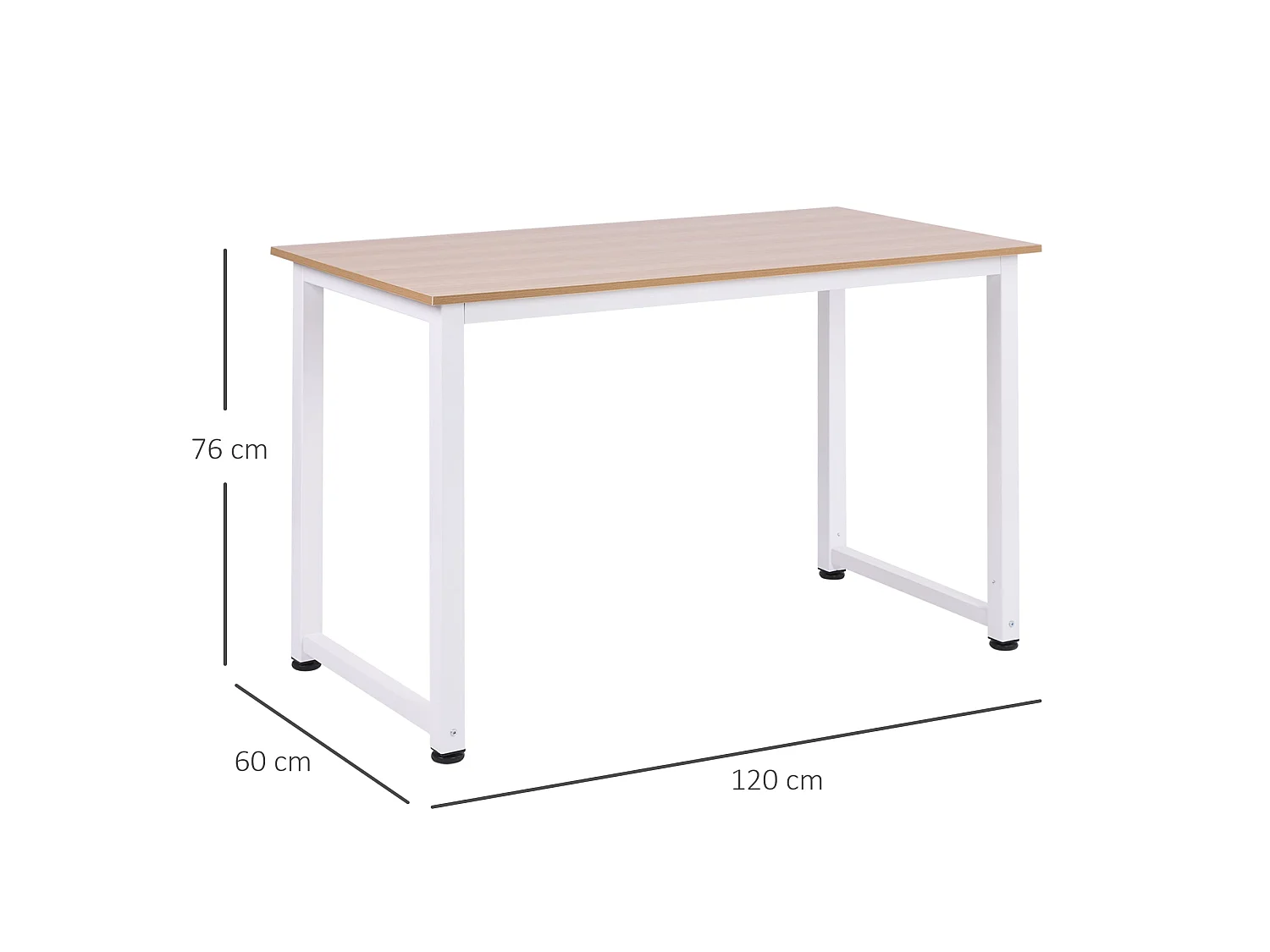 Modo 120cm White and Oak Work Desk with Steel Frame
