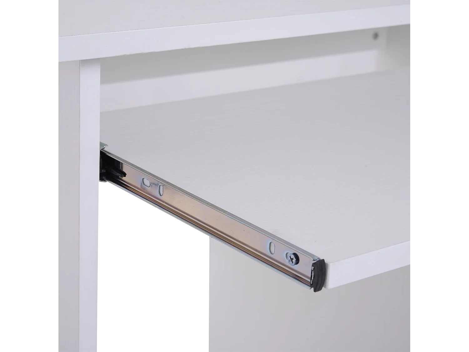 Rolu Compact White Computer Desk 80x45cm with Keyboard Tray and Storage Shelves