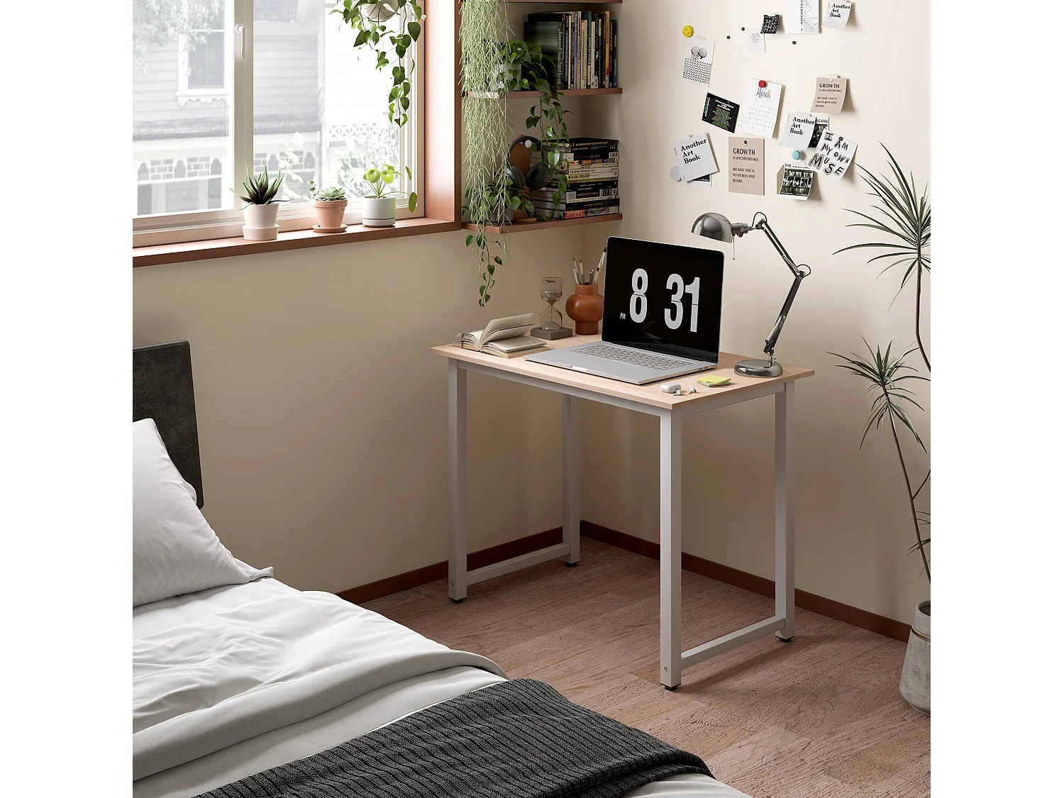 Raha 100cm White Metal Frame Writing Desk