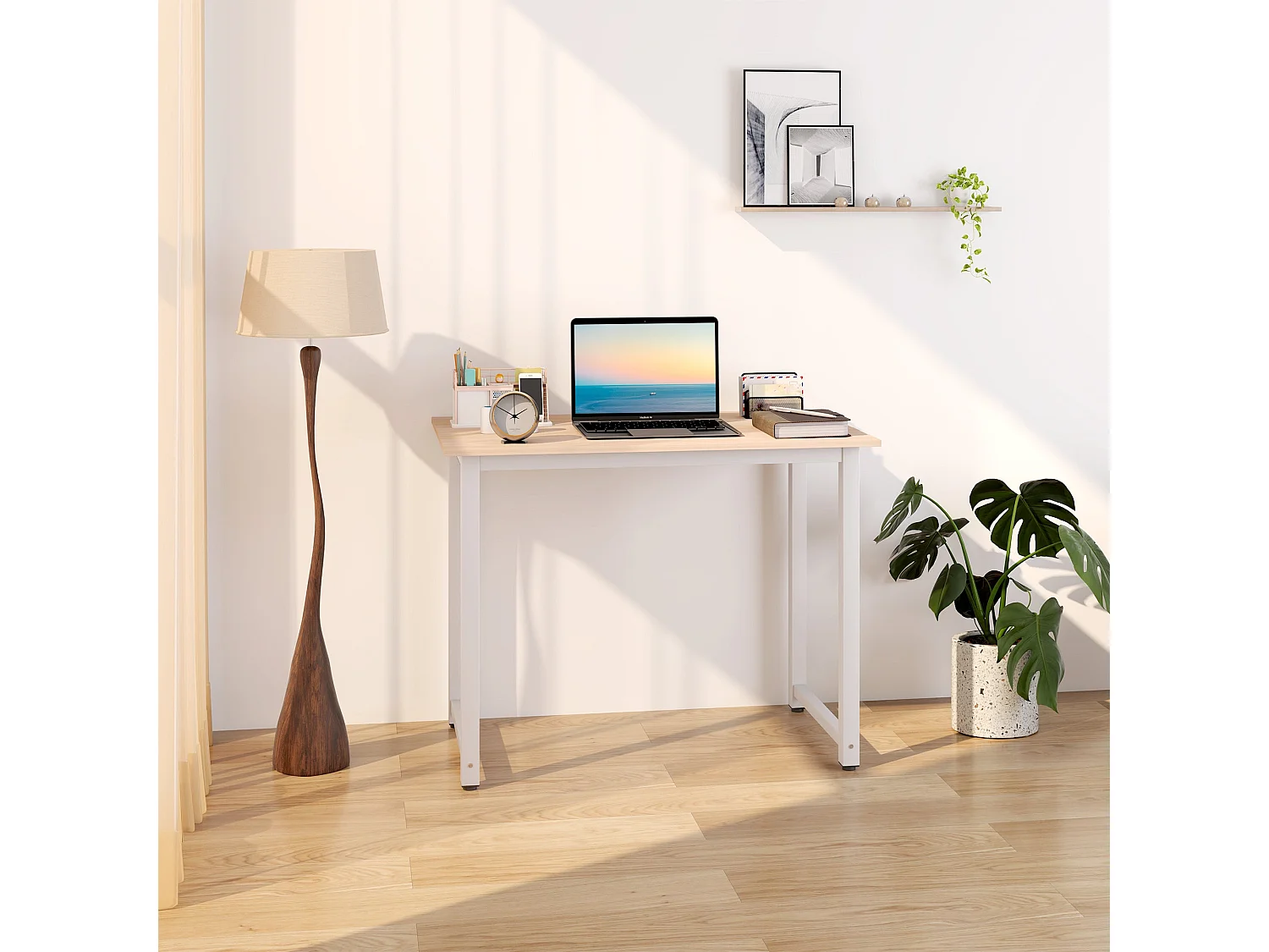 Raha 100cm White Metal Frame Writing Desk