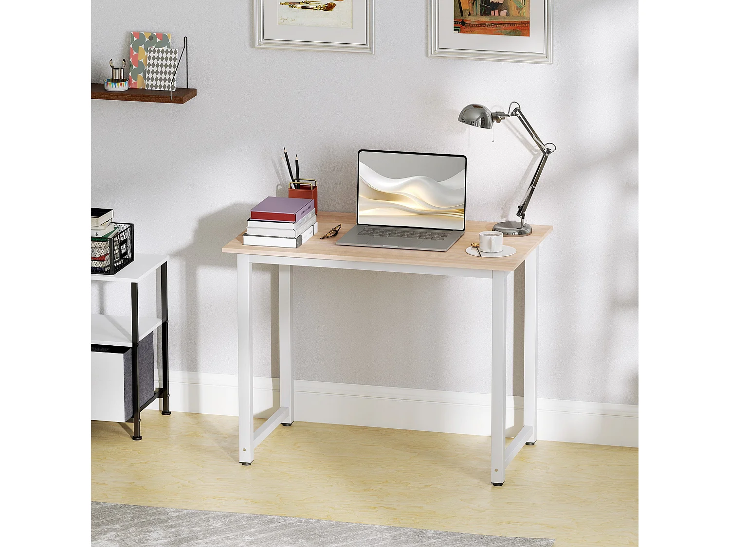 Raha 100cm White Metal Frame Writing Desk