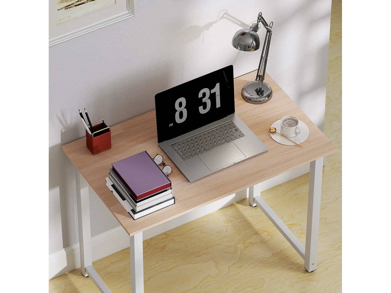 Raha 100cm White Metal Frame Writing Desk