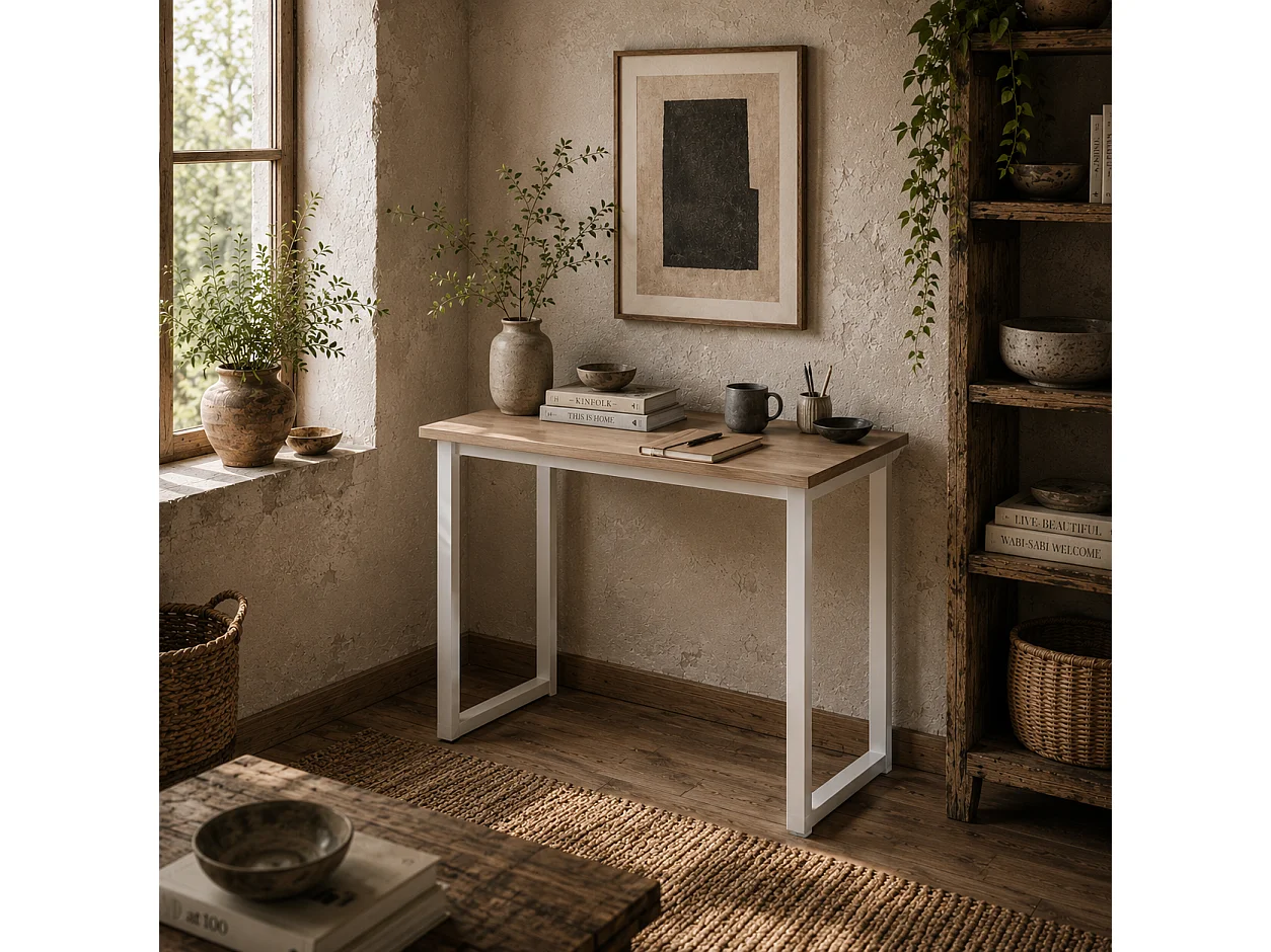 Raha 100cm White Metal Frame Writing Desk