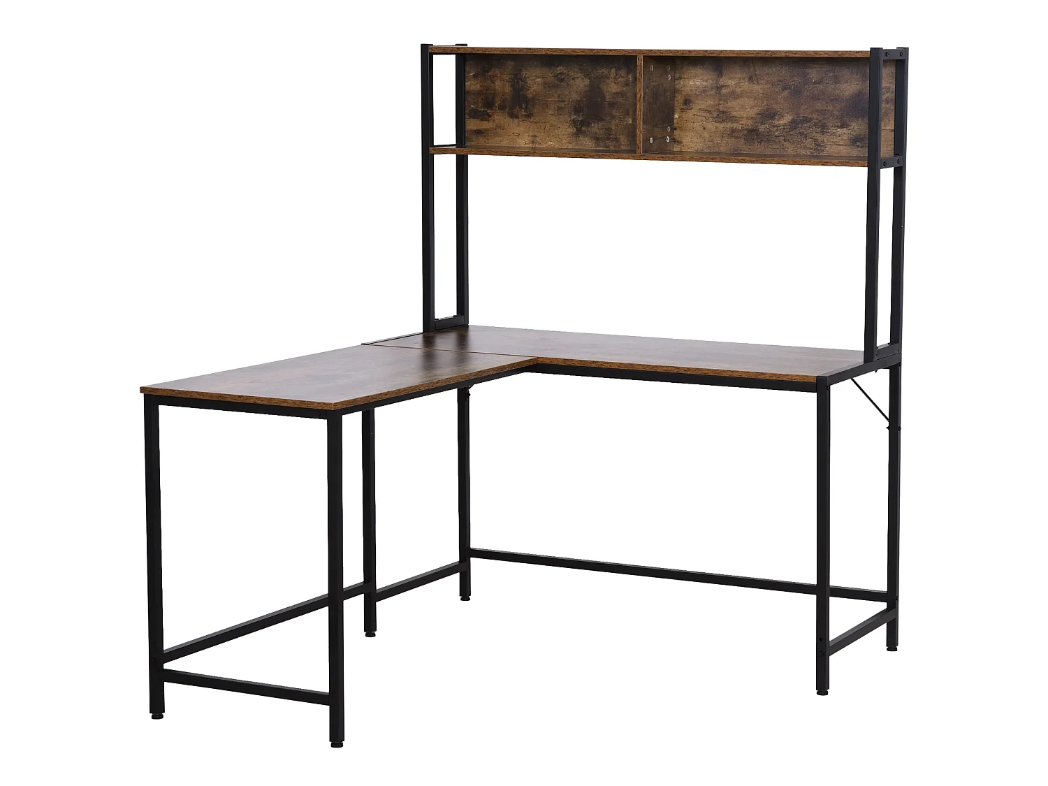 Monoba Reversible L Shaped Desk 120cm with 4 Tier Bookshelf Black and White
