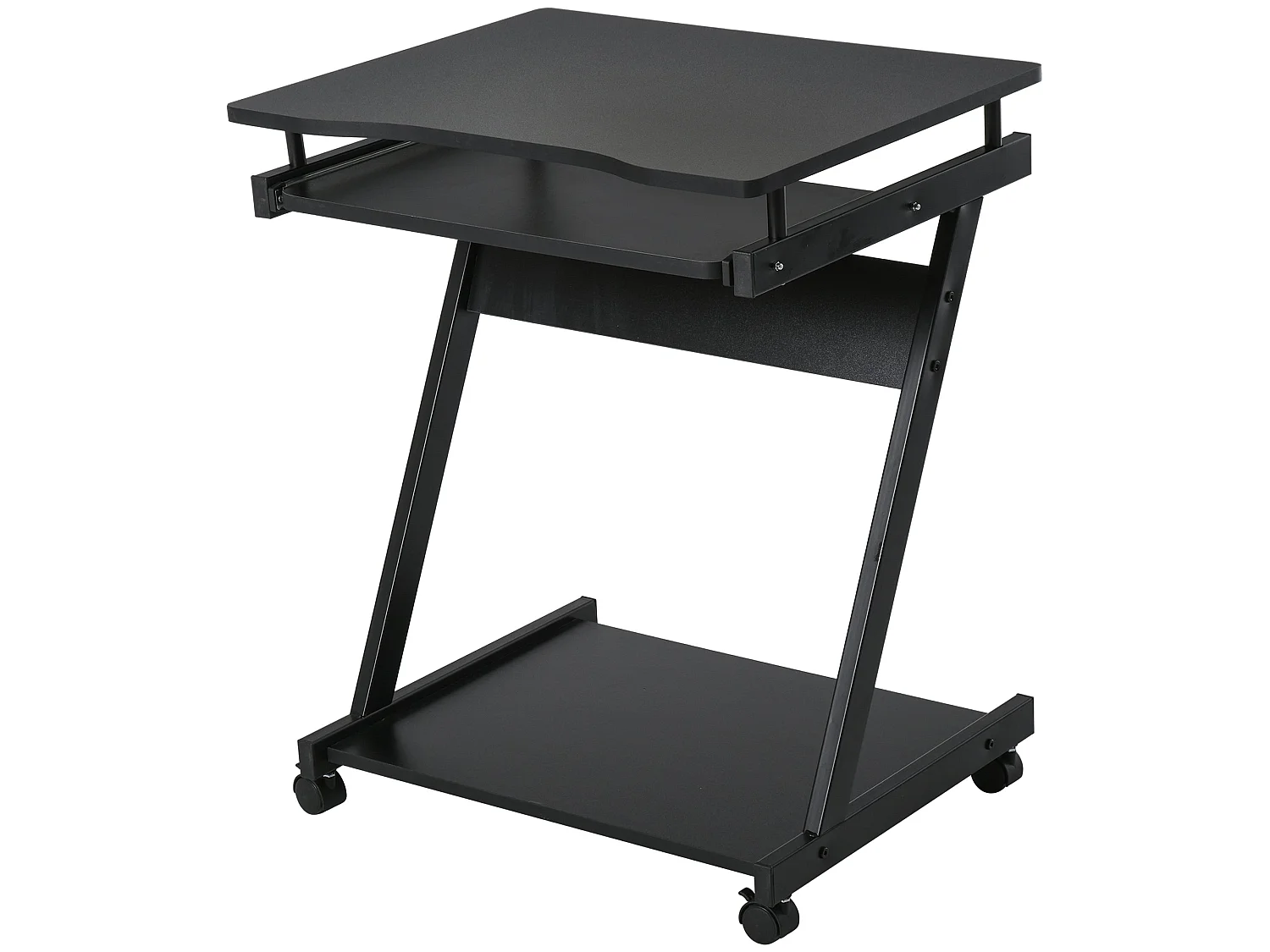 Kamo Mobile Black Computer Desk with Castor Wheels and Sliding Keyboard Tray