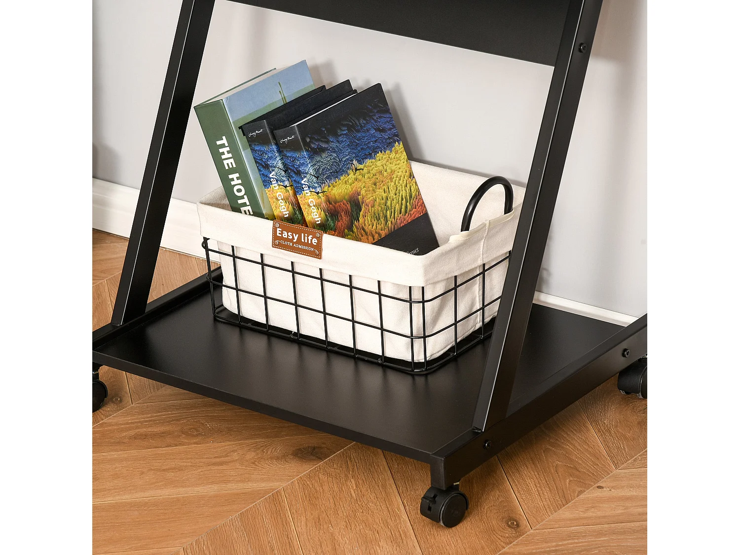 Kamo Mobile Black Computer Desk with Castor Wheels and Sliding Keyboard Tray