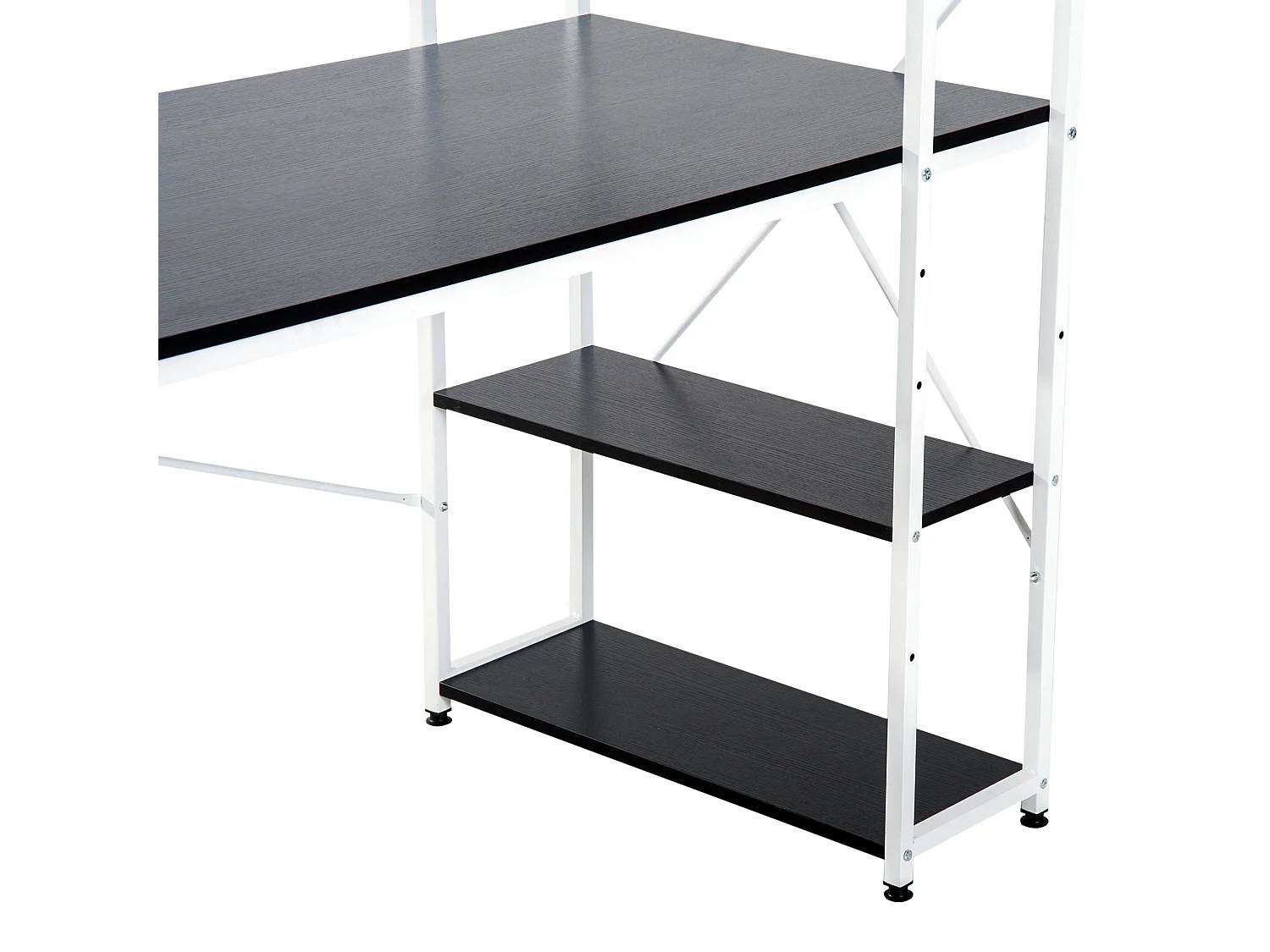 Kecodo 120cm Reversible Industrial Desk with Side Shelving Black and White