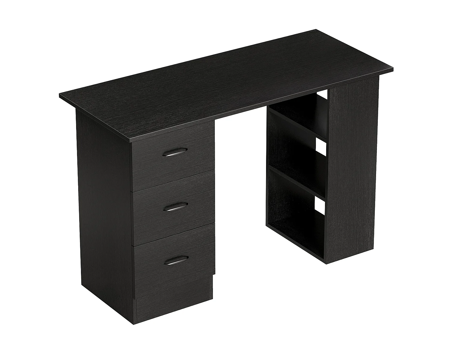 Malilu 120cm Black Home Office Desk 3 Drawers and 3 Open Shelves