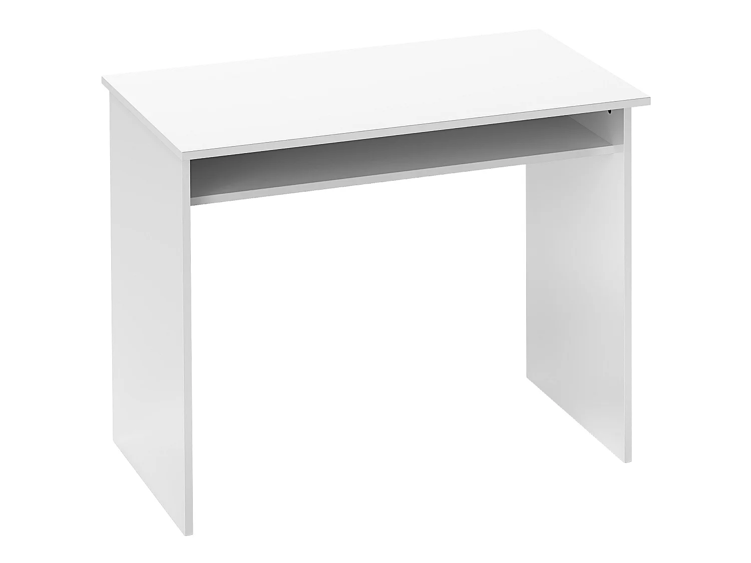 Selu 90cm High Gloss White Compact Study Desk with Under Desk Shelf