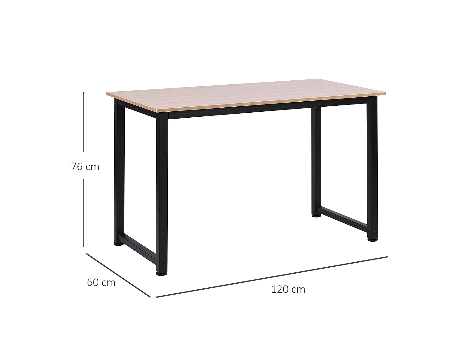 Pazi 120cm Oak and Black Writing Desk with Steel Frame