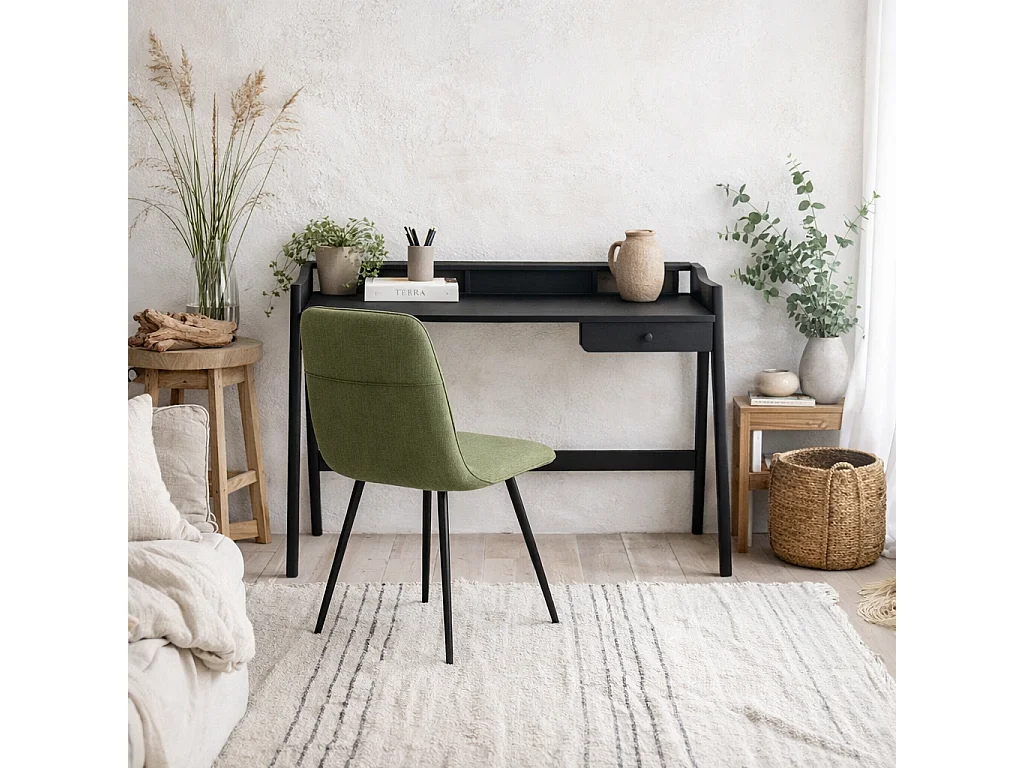 Heppt Black Ash Veneer Desk 1 Drawer 116 x 51.5 x 84cm