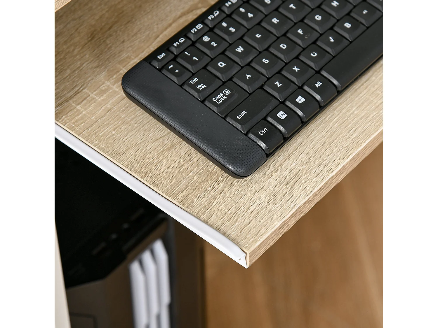 Vali 80cm Oak Effect Compact Desk with Keyboard Tray and Drawer