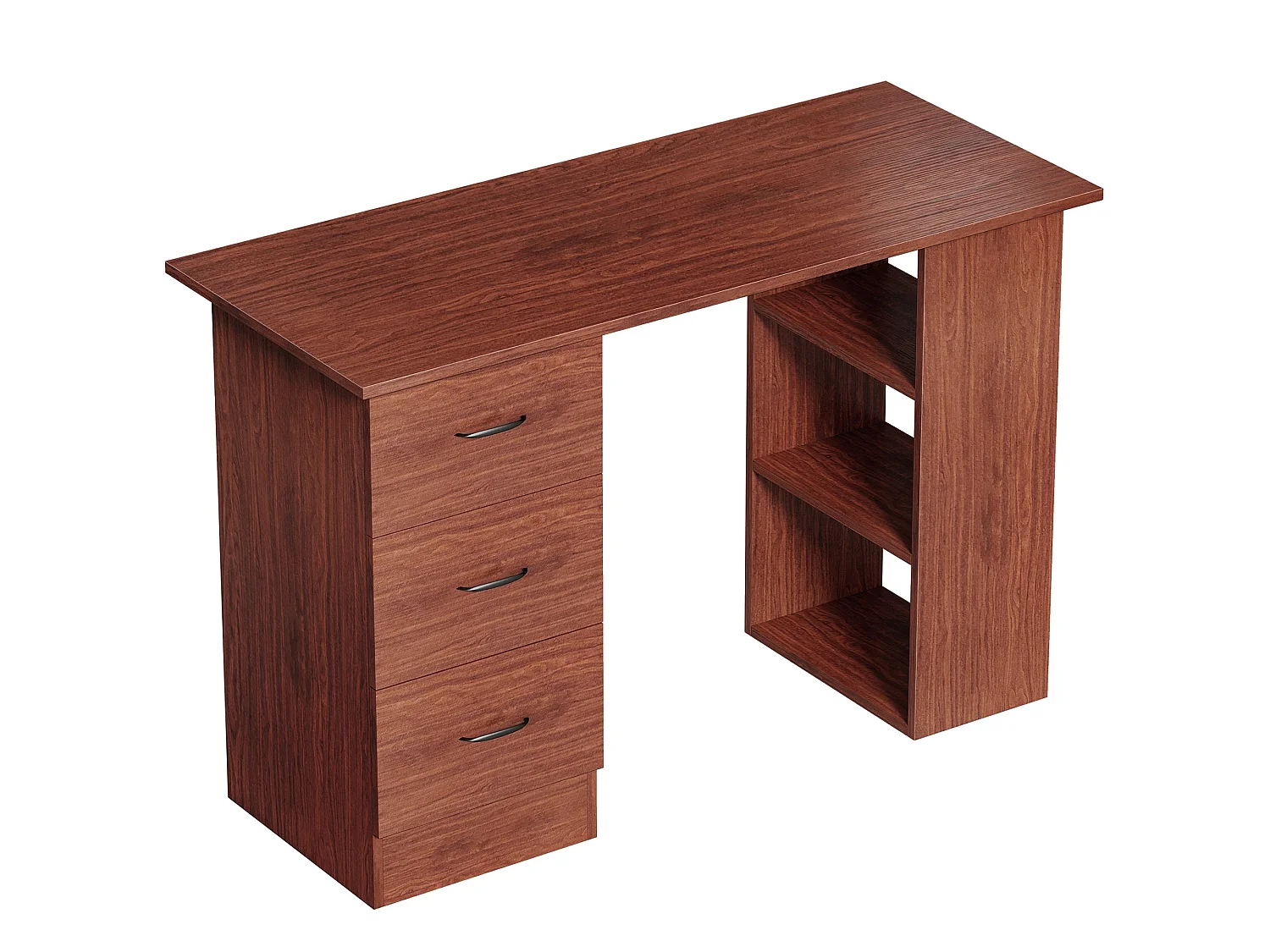 Mimi 120cm Walnut Brown Home Office Desk with 3 Shelves and 3 Drawers
