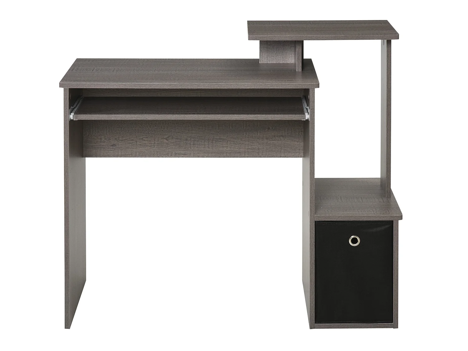 Ramo 100cm Grey Home Office Desk with Sliding Keyboard Tray Fabric Drawer and Side Shelves