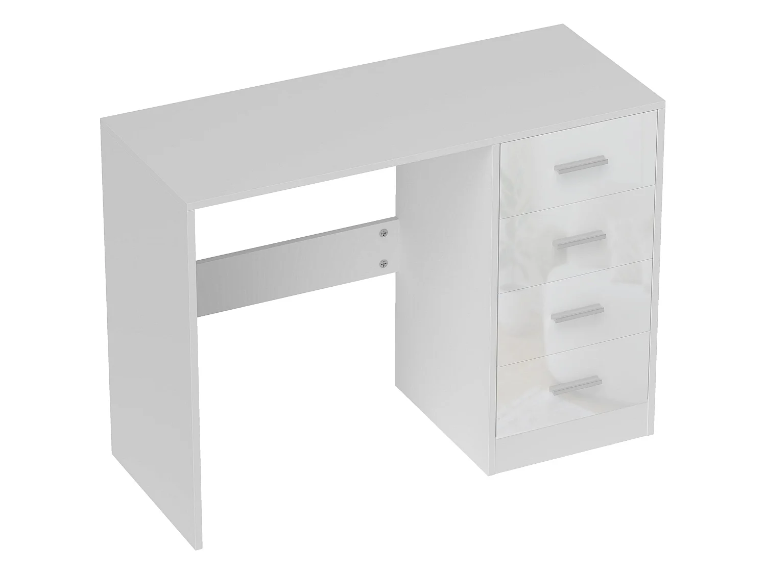 Reka 98cm High Gloss White Desk 4 Drawers MDF Home Office