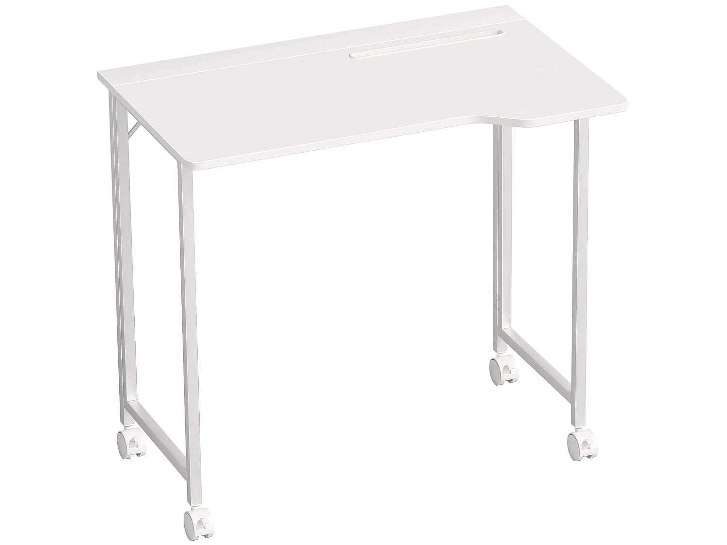Veso 80cm White Wood Effect Folding Desk with Lockable Wheels