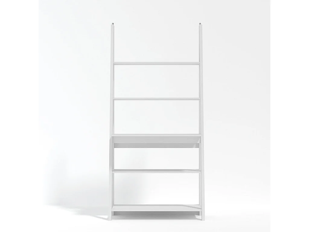 Athy White Ladder Desk with 3 Open Shelves 5 Tier Storage 84 x 50 x 175.4cm