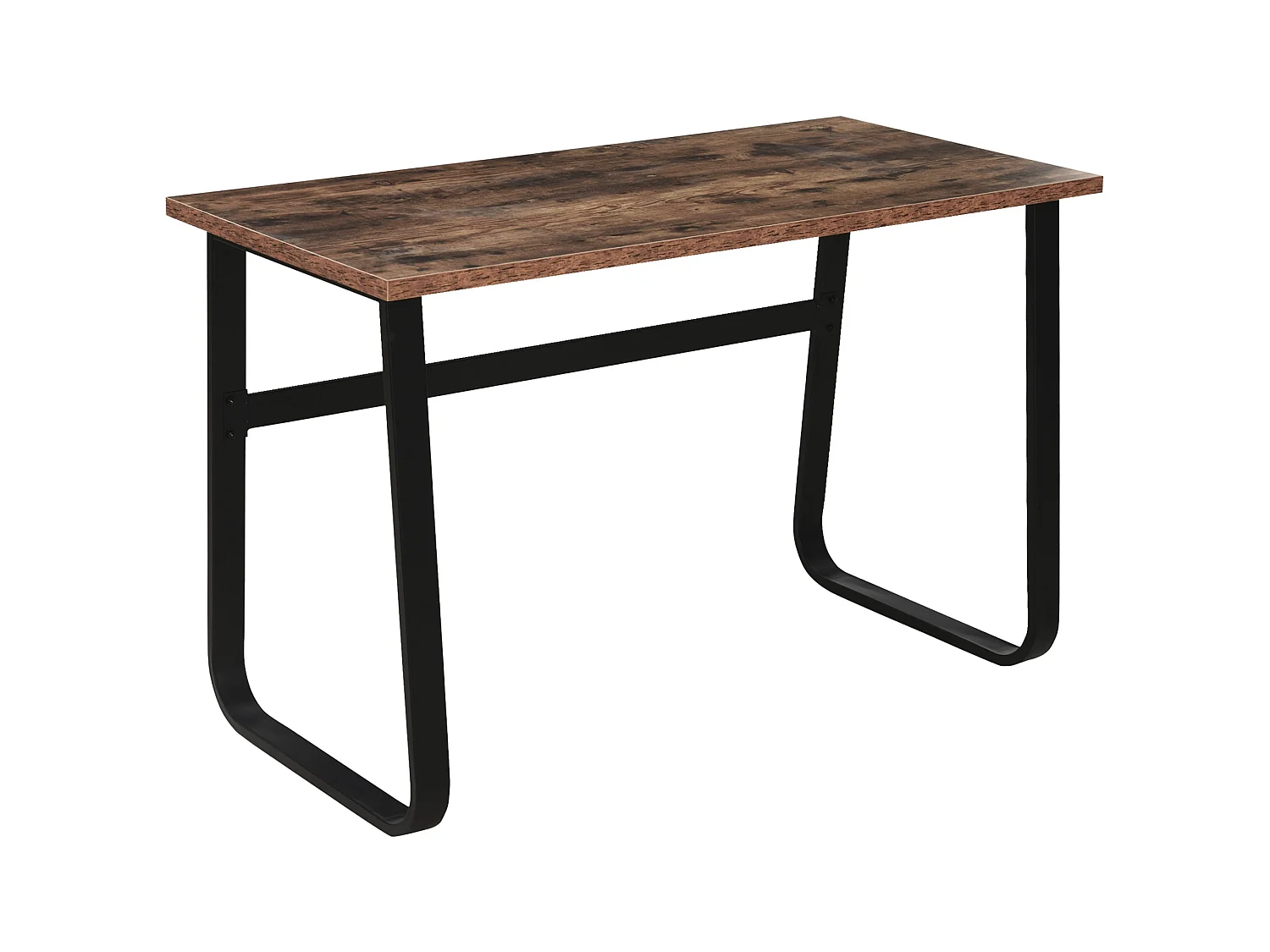 Rara 115cm Industrial Writing Desk Rustic Brown Particleboard Top Black Steel Legs