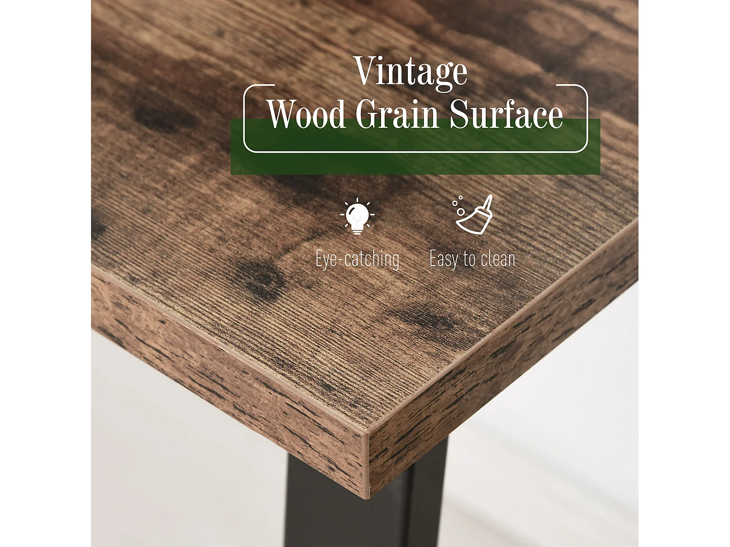Rara 115cm Industrial Writing Desk Rustic Brown Particleboard Top Black Steel Legs