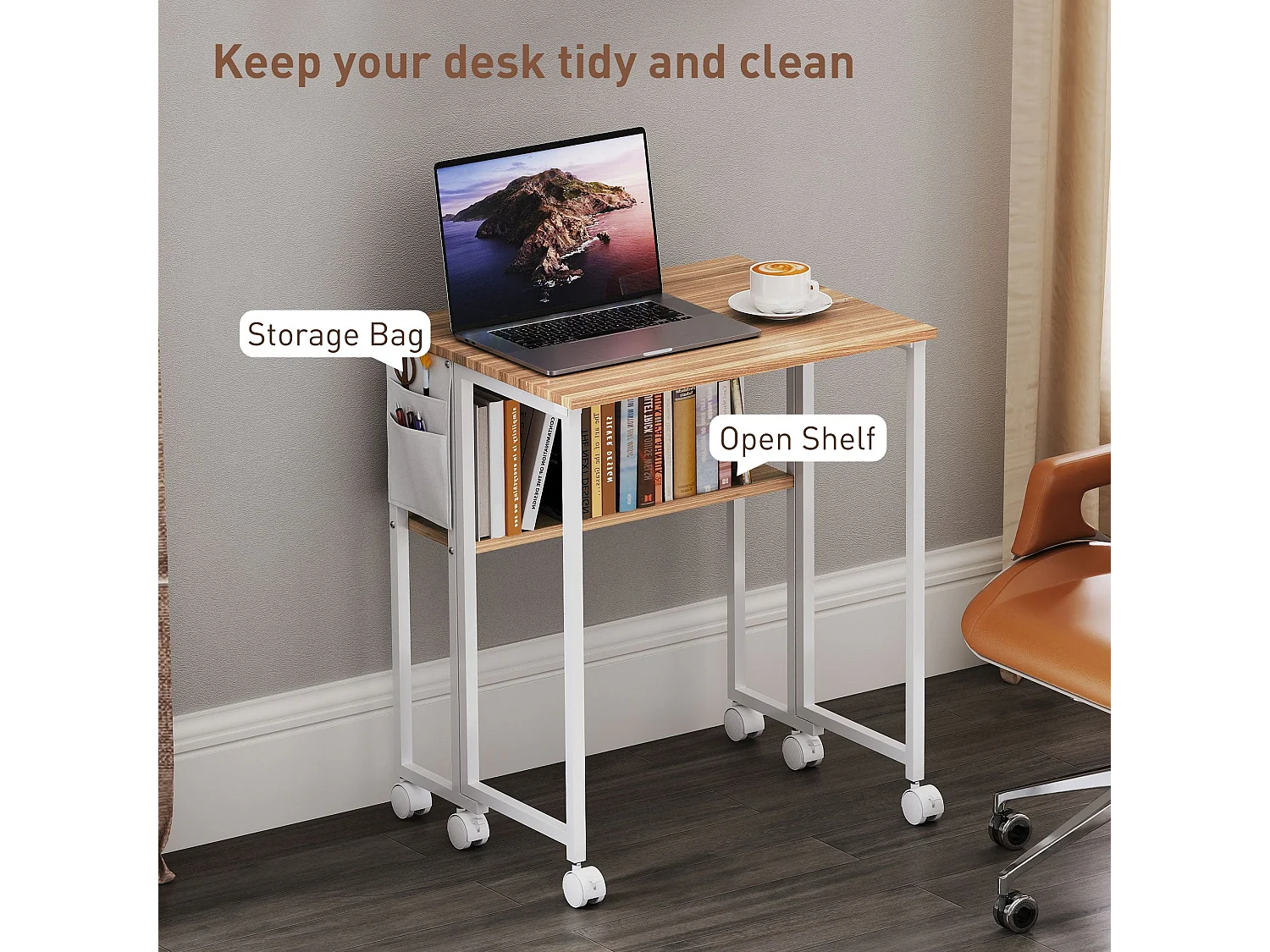 Noni 63cm Drop Leaf Writing Desk Natural Wood Finish