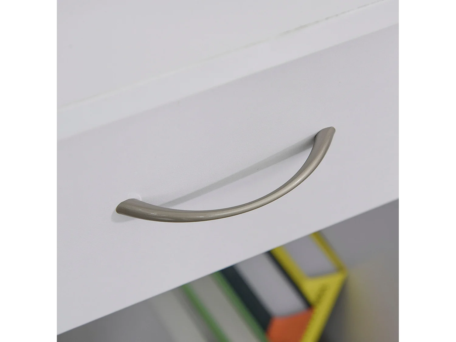 Bavise 120cm White L Shaped Corner Desk with Keyboard Tray and Storage
