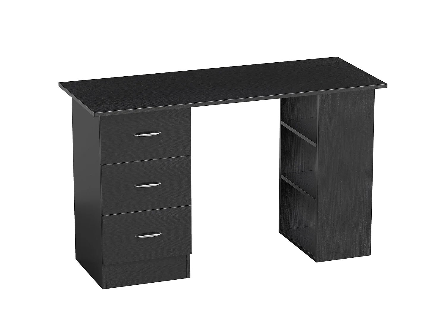 Tonosa 120cm Black Study Desk with 3 Shelves and 3 Drawers