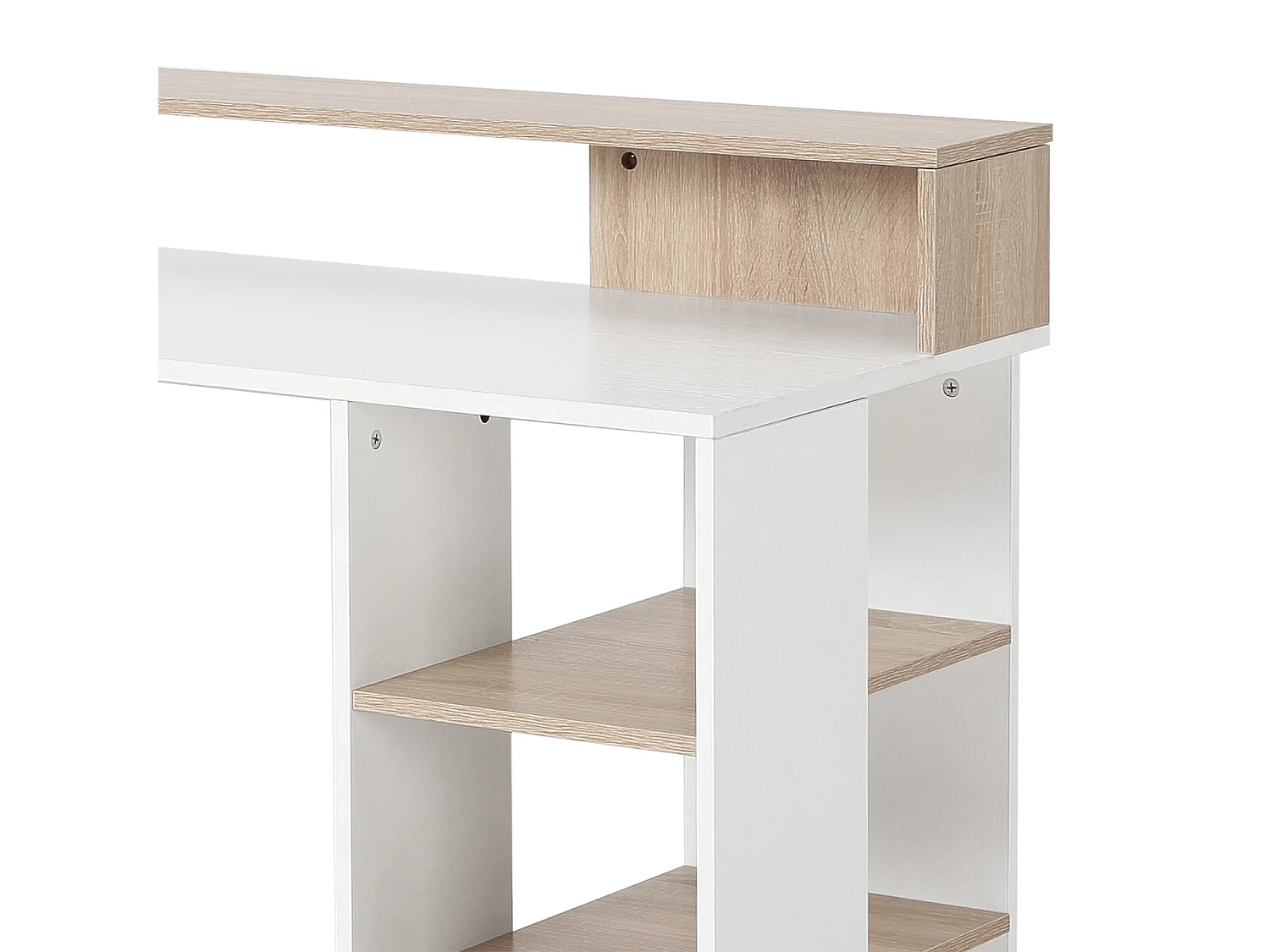 Niledi 137cm Oak and White Office Desk with Shelves Drawers and Printer Stand