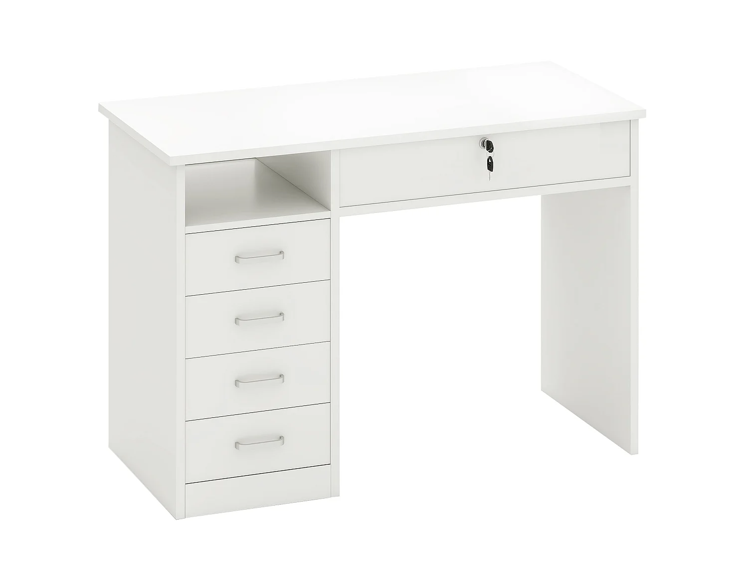 Fizita 110cm White Home Office Desk with 5 Storage Drawers