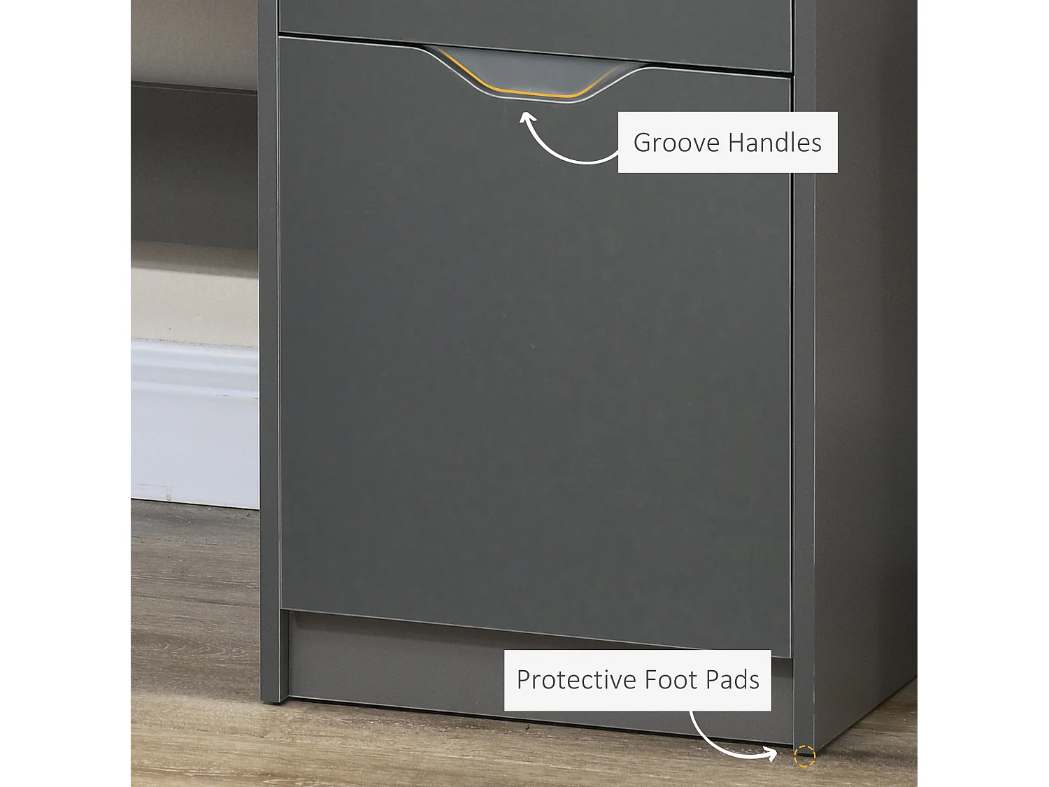 Sareco 120cm High Gloss Grey Home Office Desk Drawers and Cabinet