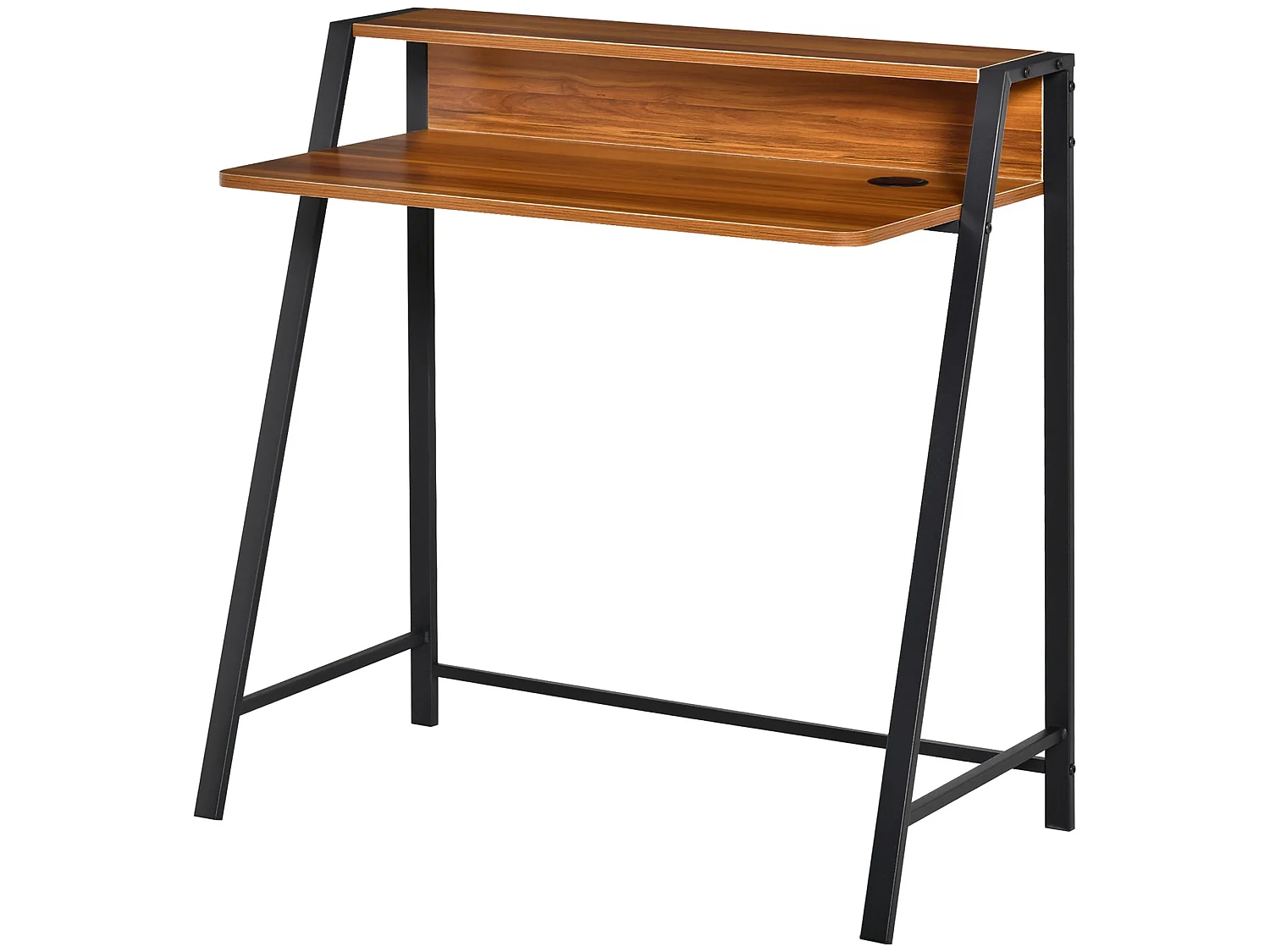 Mifaha 84cm Walnut Compact Writing Desk with Storage Shelf