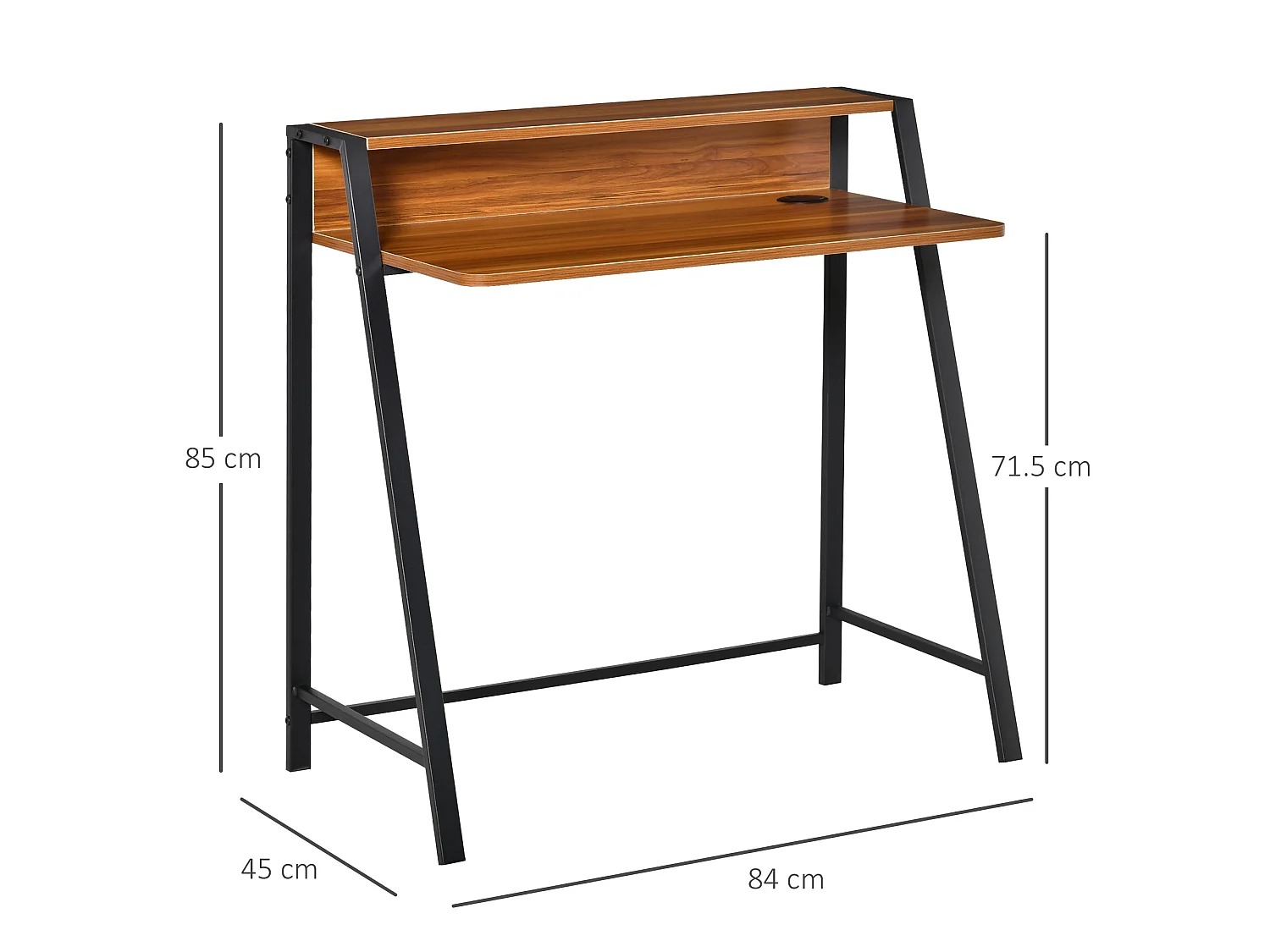 Mifaha 84cm Walnut Compact Writing Desk with Storage Shelf