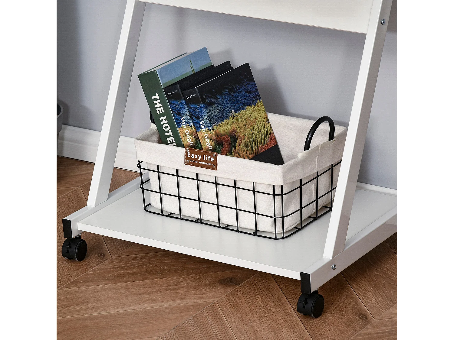 Suel 60cm White Z Shaped Mobile Desk with Wheels and Sliding Keyboard Tray