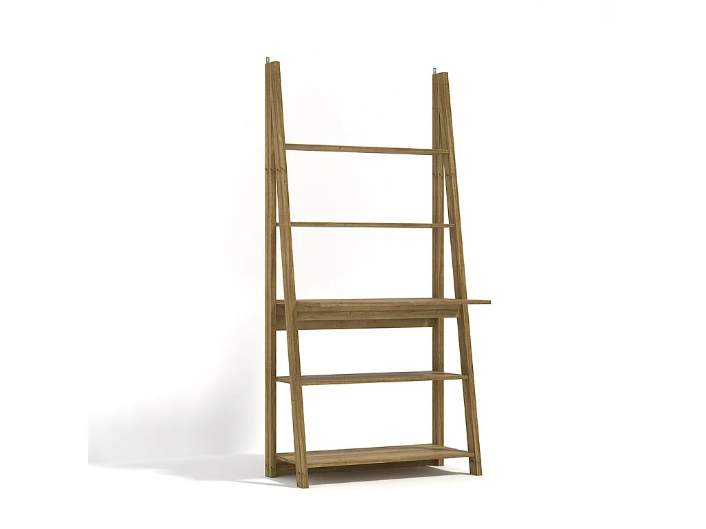 Athy Warm Oak Ladder Desk with 3 Open Shelves