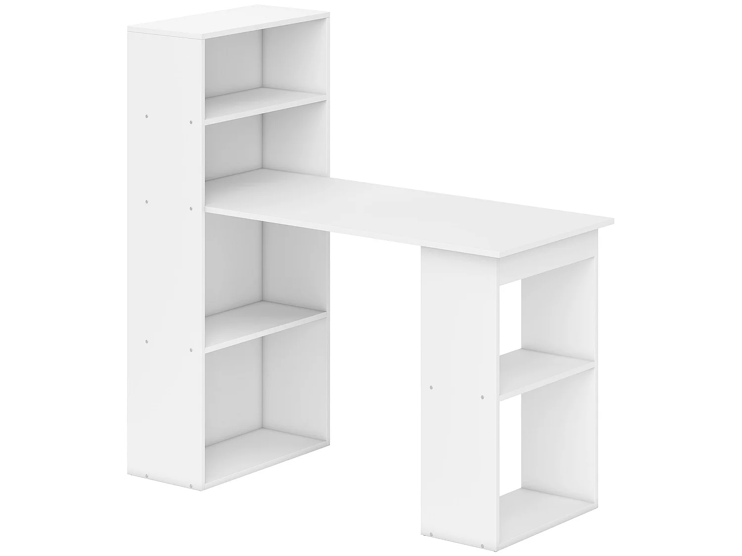 Zire 120cm White Study Desk with 6 Tier Bookshelf Storage