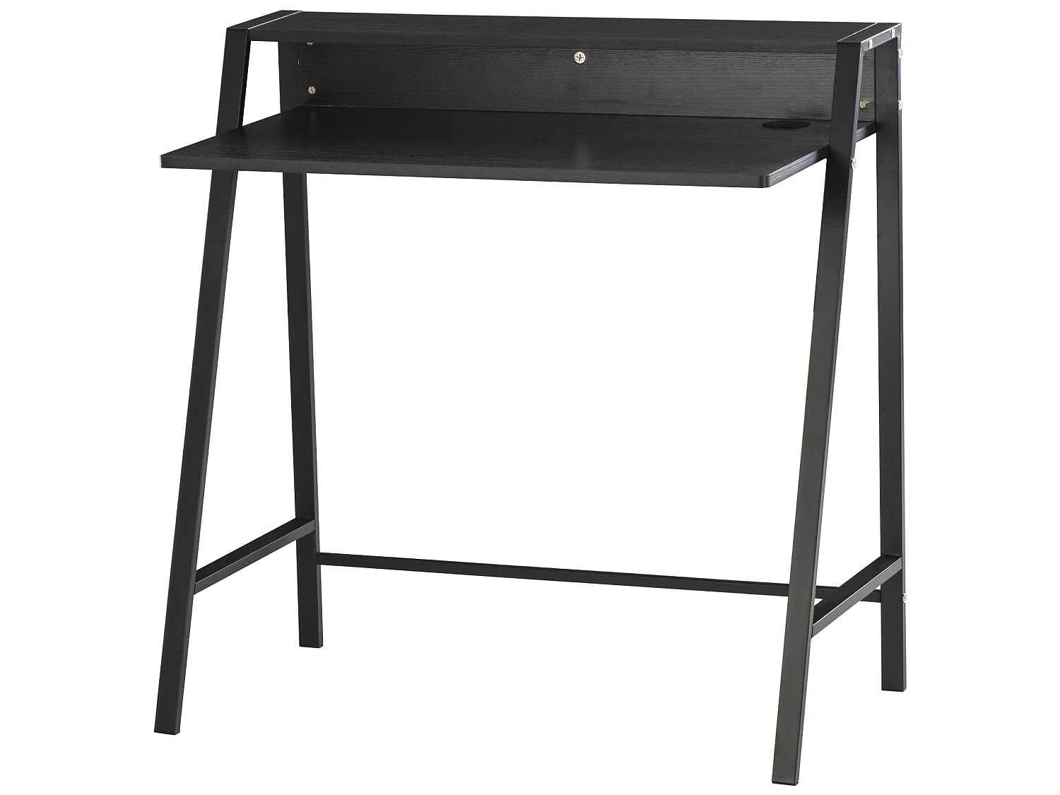 Havi 84cm Compact Black Writing Desk with Integrated Storage Shelf
