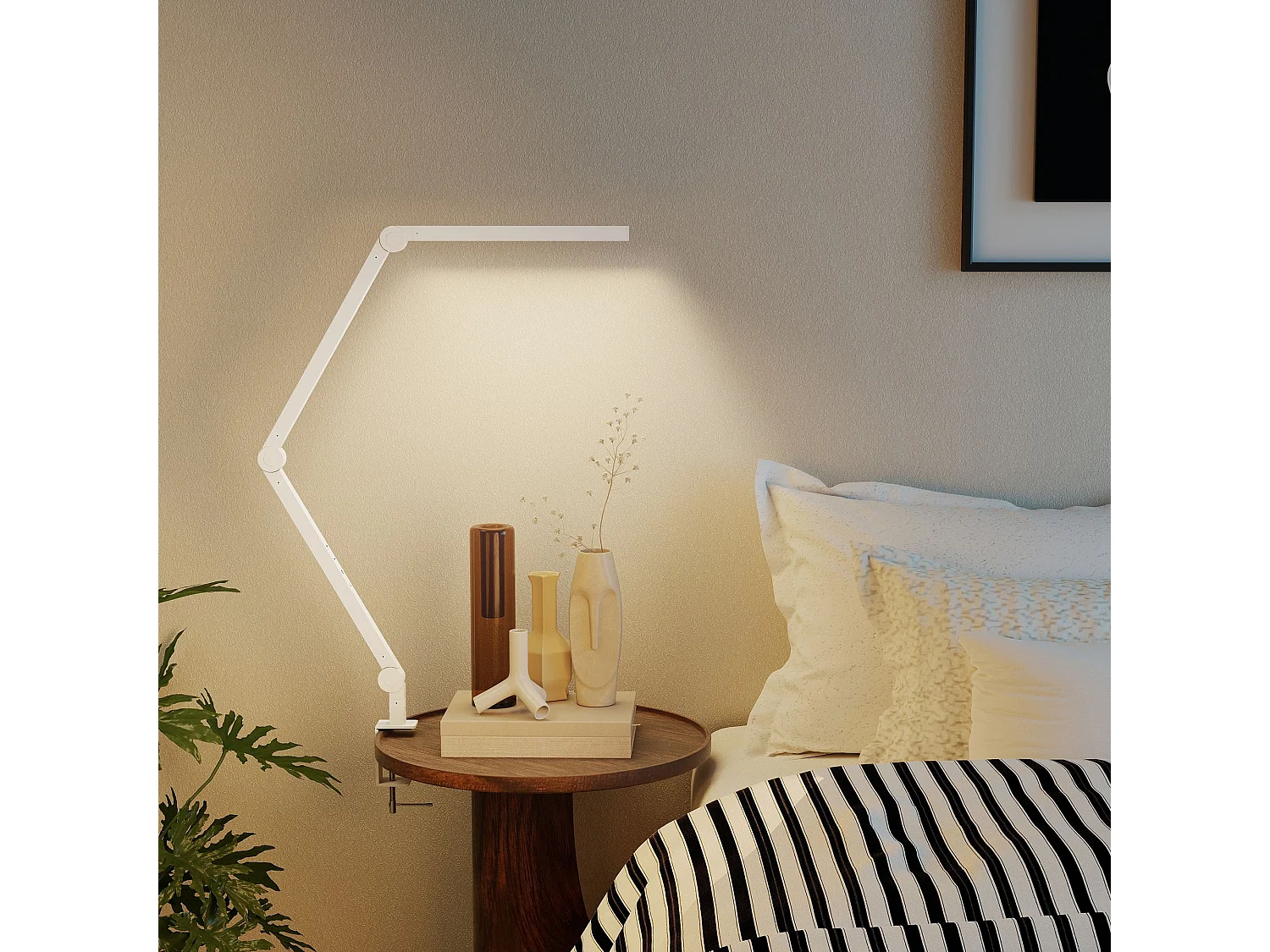 Laco Veni White Dimmable Clamp Desk Lamp Adjustable Swing Arm Eye Care LED 2700K 6500K 5 Brightness Levels