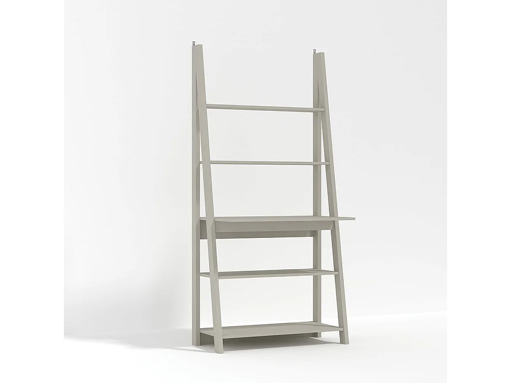 Athy Grey Wooden Ladder Desk with 3 Open Shelves